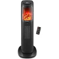 Beper Radiateur céramique P203TER011, 2000W, affichage LED, effet de feu 3D, minuterie jusqu'à 8 heures, noir