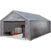 TOOLPORT Tente de stockage 4x8 m abri bâche PVC 350 N imperméable gris