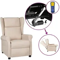 vidaXL Fauteuil à oreilles avec fonction de couchage électrique Crème Tissu