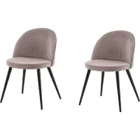 Venture Home Chaise de salle à manger 2 pcs. Velvet velours côtelé noir et vieux rose