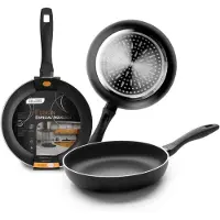 Ibili 450018, Poêle ronde, universelle, noire, inox, céramique, gaz, induction, 18 cm
