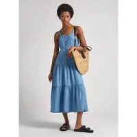Pepe Jeans pour femme. PL953483 Robe Edith bleue (M), Casuel, Sans manches / bretelles, Lyocell, Durable
