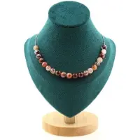 Bijoux Pierres et Minéraux. Collier 20 perles Quartz Hematoide de Madagascar 8 mm Chaine en acier Collier femmes, hommes. Taille personnal