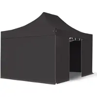 TOOLPORT 3x4,5 m Tonnelle pliante Alu, PES 800, côtés sans fenÃªtre, noir