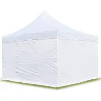TOOLPORT 4x4 m Tonnelle pliante Alu, PVC 850, côtés sans fenêtre, blanc
