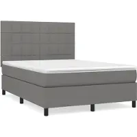 Syfax Sommier à lattes de lit avec matelas Gris foncé 140x200cm Tissu