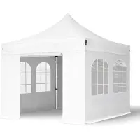TOOLPORT 3x3 m Tonnelle pliante Alu, PES 800, côtés avec fenêtres, blanc