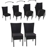 Mendler 2x Fauteuil En Polyrotin Hwc-G19, Chaise Pour Jardin Ou Balcon, Empilable Noir, Coussin Gris Foncé
