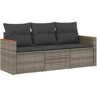 vidaXL Ensemble de salon de jardin 3 pièces avec coussins Gris Poly rotin