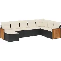 vidaXL Ensemble de jardin canapé 8 pièces avec coussins noir poly rotin