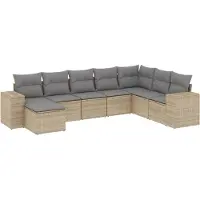 vidaXL Ensemble de jardin canapé 8 pièces avec coussins Beige Poly Rattan