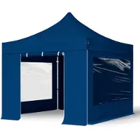 TOOLPORT 3x3 m Tonnelle pliante Alu, PES 800, côtés panoramiques, bleu