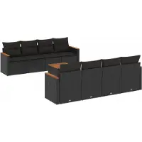 vidaXL Ensemble de salon de jardin 9 pièces avec coussins noir poly rotin