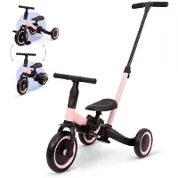 Zesso Billy 4-in-1 Vélo enfant avec barre de poussée Gio Rosa