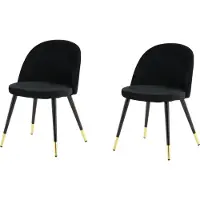 Ebuy24 Velvet Chaise de salle à manger en velours, noir, finition laiton.
