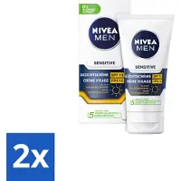 Nivea Crème Sensitive pour le visage MEN avec SPF 15 - 75 ml - Pack avantage - 2 pièces