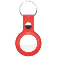 KEYBUDZ Porte-clés en cuir pour AirTag (Couleur : Rouge), Accessoires pour traceur, Rouge