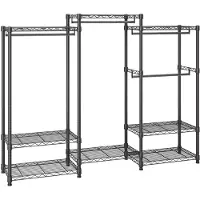 Vevor Portant à Vêtements 174x45x180 cm Charge 360 kg Porte-Manteau avec 8 Étagères et 4 Tringles Penderie à Vêtements en Acier au Carbone Réglable et Amovible pour Rangement Chambre à Coucher Entrée