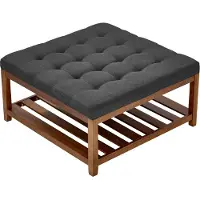 Vevor Grande table basse carrée capitonnée en lin