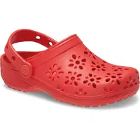 Crocs Uni, modèle Classic Floral Cut Out Clog, sandale, couleur rouge cerise, taille 30/31 (Europe)