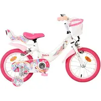 Volare Vélo pour enfants Unicorn - modèle pour filles - 14 pouces - blanc - avec deux freins à main
