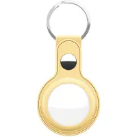 KEYBUDZ Porte-clés en cuir pour AirTag (Couleur : jaune pastel), Accessoires pour traceur, Jaune