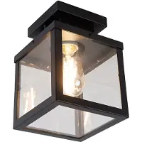 QAZQA Plafonnier d'extérieur intelligent industriel noir avec Wifi ST64 inclus - Rotterdam
