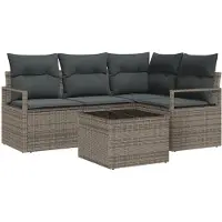 vidaXL Ensemble canapé avec coussins avec mémoire 5 pcs gris clair poly rotin