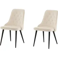 Venture Home VelvetDeluxe Chaise de salle à manger en velours, Beige, noir.