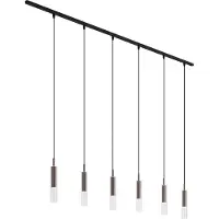 QAZQA Système d'éclairage sur rail moderne noir avec 6 suspensions bronze foncé monophasé - Slimline Loyce