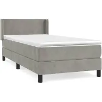 vidaXL Lit boxspring avec matelas gris clair 80x200 cm velours