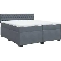 vidaXL Lit boxspring avec matelas gris foncé 200x200 cm velours