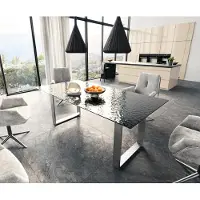 DELIFE Table à manger Edge 200x100 verre fondu noir fumé relief en 3D acier inoxydable mince