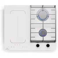 Klarstein MultiChef 4 Plaque Induction Et Gaz - 4 Zones, 2 Gaz & 2 Induction, Flexzone, Stop&Go, Minuterie, Blanc, 7Kw, Plaque De Cuisson Encastrable