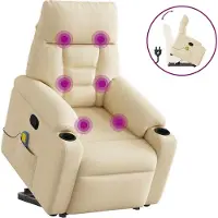 Syfax Fauteuil inclinable de massage Crème Tissu