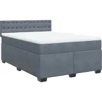 vidaXL Lit boxspring avec matelas gris foncé 160x200 cm velours