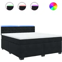 vidaXL Lit boxspring avec matelas noir 180x200 cm velours