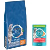 Purina One 7,5kg poulet, blé croquettes pour chat Stérilisé + 26x85g sachets en cadeau !