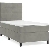 Syfax Sommier à lattes de lit et matelas Gris clair 90x200 cm Velours