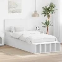 vidaXL Cadre de lit avec étagère Blanc 75 x 190 cm Bois composite