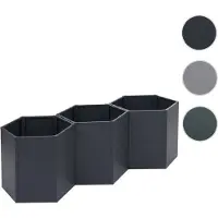 Mendler Lot De 3 Jardinières Sur Pied Hwc-P64, Jardinières Sur Pied En Métal Pour Légumes/Plantes, Bacs À Fleurs, Pots De Fleurs En Acier 77 X 264 X 100 Cm Anthracite
