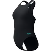Speedo Femmes, Maillot de bain, Racer Zip Swimsuit with Built, Noir, (40, 44)