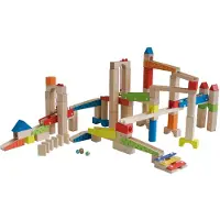 Roba Circuit À Billes En Bois - Toboggan À Billes - 100 Pièces - Jeu De Construction - Multicolore