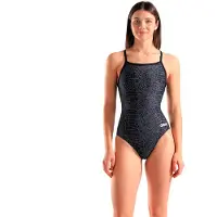 Arena Snakeskin Lightdrop Back Swimsuit Noir 34 Femme