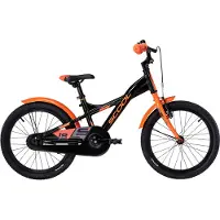 S'Cool Vélo enfant 18 pouces, 1 vitesse, vélo enfant, S’COOL XXlite, à partir de 5-7 ans environ, 110-125 cm, noir/orange