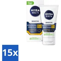 Nivea Crème Sensitive pour le visage MEN avec SPF 15 - 75 ml - Pack avantage - 15 pièces