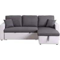 HABITAT ET JARDIN Canapé d'angle convertible/ réversible avec coffre "Alain" - 221 x 145 x 85 cm - 3 places - Gris / Blanc