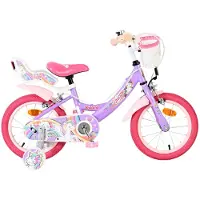 Volare Vélo enfant Unicorn - Fille - 14 pouces - Violet - Deux freins à main