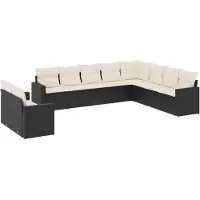 vidaXL Ensemble de 10 canapés de jardin avec coussins noir poly rotin
