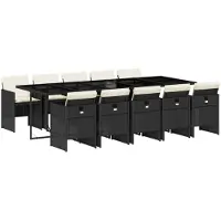 vidaXL Ensemble de jardin 11 pièces avec coussins Noir Poly Rattan
